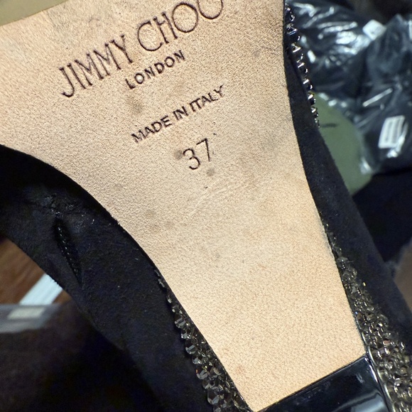 Jimmy Choo 7 Brecken 100 Crystal Embellished Suede Ankle Boots Crystal Black 37 - Picture 12 of 13